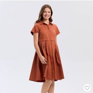 NWT Short Sleeve Button-Down Mini Shirtdress Universal Thread Dark Orange XL